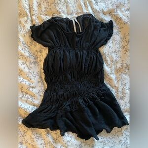Anthropologie black sweetheart gauze top